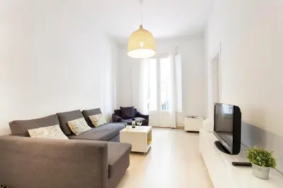 a living room with a couch and a tv at 1554 - AB Passeig de Gràcia Pelai in Barcelona