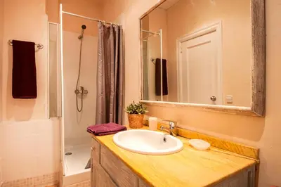 a bathroom with a sink and a mirror at Gaudi Apartment 9 in Barcelona