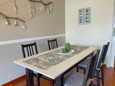 a dining room table with chairs and a cactus on it at Apt Mediterreanea Parking Terrazza Netflix Hostem in Vilanova i la Geltrú