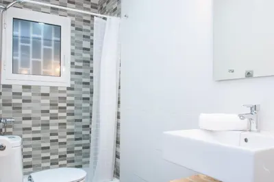 a bathroom with a toilet and a sink and a shower at Autèntic Arc de Triomf Apartment in Barcelona