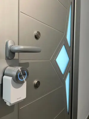 a lock on a door with a window at Cozy apartment well-located in Terrassa, Barcelona in Terrassa
