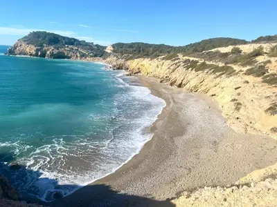 an aerial view of the ocean and a beach at Simba Apartment by Hello Homes Sitges in Sitges