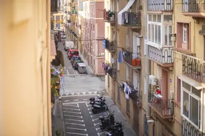 an aerial view of a city street with motorcycles at Catalunya Casas Pied-à-terre in central Barcelona 100m from beach in Barcelona