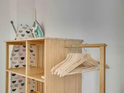 a wooden shelf with wooden utensils on it at Casa Mandarina: 4 Bedrooms - 2 Terraces - Parking in Hospitalet de Llobregat