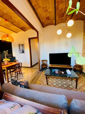 a living room with a couch and a tv at Piso en Poblenou, Playa a 5 min in Barcelona