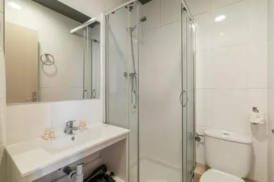 a bathroom with a shower and a toilet and a sink at Stay U-nique Apartments Torre d'En Damians II in Barcelona