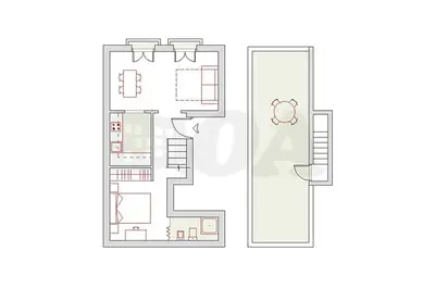 a drawing of a floor plan of a house at The Panoramic View Born Penthouse in Barcelona