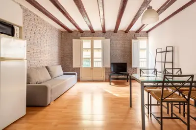 a living room with a couch and a table at Gothic - Ramblas Apartments in Barcelona
