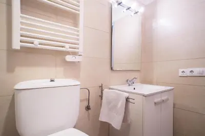 a bathroom with a white toilet and a sink at Rafael Music Palace apartment in Barcelona