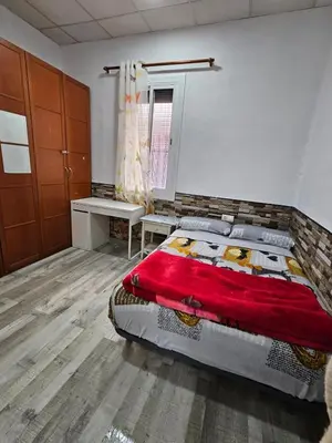 a bedroom with a bed and a desk in it at Habitación doble con baño privado in Hospitalet de Llobregat