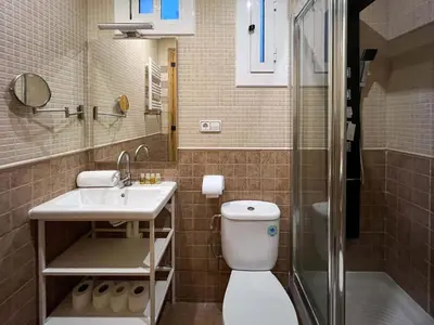 a bathroom with a toilet and a sink and a shower at Stay U-nique Apartments Mistral II in Barcelona