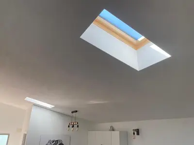 a skylight in the ceiling of a kitchen at LOFT CAL XURIGUER in Font-Rubí