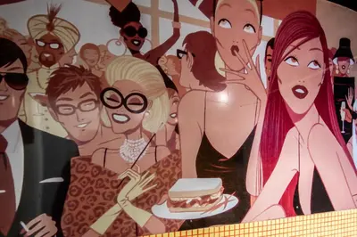 a painting of a group of people with a cake at Apartamento La Boqueria 4 in Barcelona