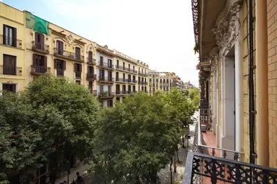 a view of a city street with buildings at Beautiful apartment in Eixample in Barcelona