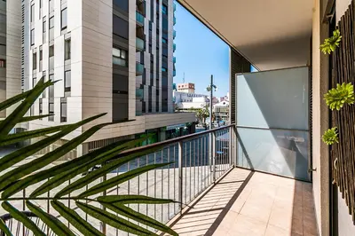 a balcony with a view of a building at Top family apartment by Lofties in Terrassa