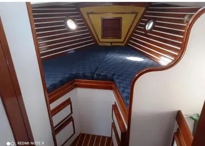 an overhead view of a room in a boat at Vintage and cozy sailing boat in Barcelona in Barcelona