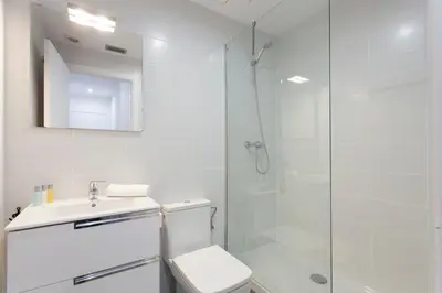 a bathroom with a shower and a toilet and a sink at 2512 - AB Comte dUrgell P-II in Barcelona