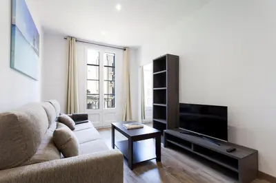 a living room with a couch and a flat screen tv at 2513 - AB Comte dUrgell II-I in Barcelona