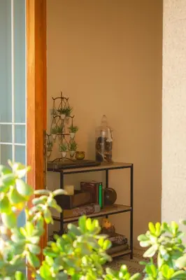 a shelf with plants and books in a room at Espectacular Casa en La Garriga in La Garriga