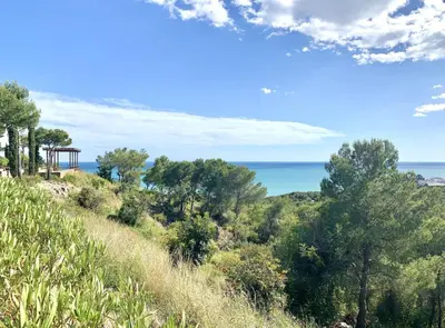 a view of the ocean from the top of a hill at Duplex vistas mar con piscina in Sant Pere de Ribes