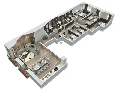 a rendering of a floor plan at Enjoybcn Miro Apartments in Barcelona
