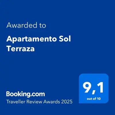 a blue screen with the text awarded to aarhamina sai teraza at Apartamento Sol Terraza in Montgat