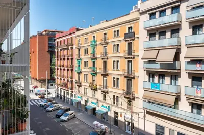 a view of a city street with buildings at Beautiful renovated Loft minutes from the beach in Barcelona