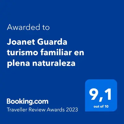 a screenshot of a cell phone with the text awarded to jordan gillardzona at Joanet Guarda turismo familiar en plena naturaleza in La Guardiola