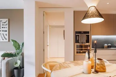 a kitchen with a sink and a counter top at Pende - 1 bedroom and swimming pool in Passeig de Gracia in Barcelona