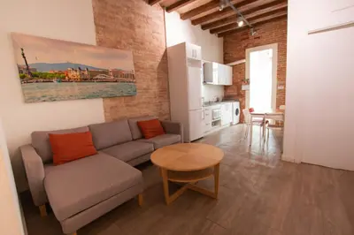 a living room with a couch and a table at Barcelona Classic Gracia Apartments in Barcelona