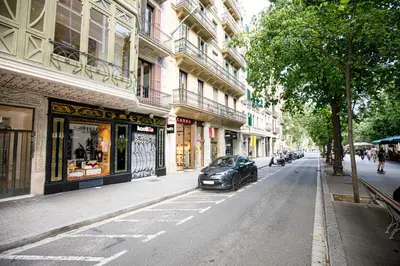 a car parked on the side of a city street at Stay U-nique Apartments Rambla Catalunya VI in Barcelona