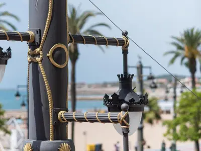 a street light with a rope attached to a pole at Sitges Spaces Seaside Paradise in Sitges