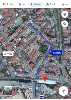 a map of a city with roads and buildings at Habitacion en piso de 3 habitaciones, Manresa Near train Barcelona 2 in Manresa
