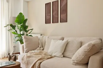 a living room with a couch and a plant at Cerca de la Playa y El Born, con Piscina in Barcelona