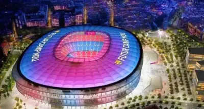 a rendering of a soccer stadium at night at BARCELONA AIRPORT Mi COLIBRÍ in El Prat de Llobregat