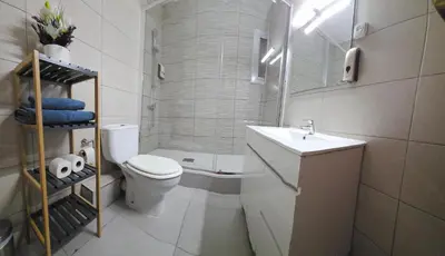 a bathroom with a toilet and a sink and a shower at My best house BCN in Barcelona