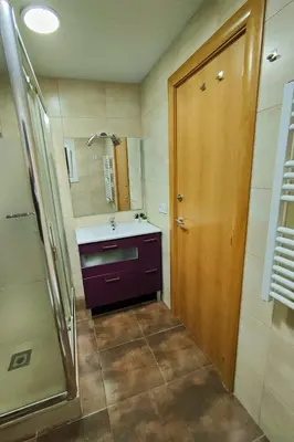 a bathroom with a sink and a shower at Apart Granollers Centre in Granollers