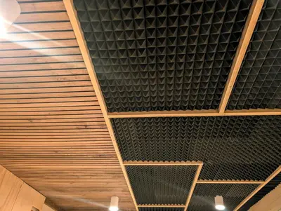 a ceiling with a bunch of metal panels on it at AranEtxea in Bigues i Riells