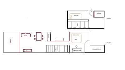 a floor plan of a house at Stylish Duplex Loft with terrace in Barcelona