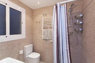 a bathroom with a toilet and a shower at Acogedor apartamento junto a Sagrada Familia in Barcelona