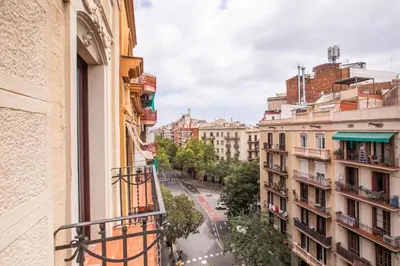 a view of a city street from a window at 43MAL1000-Nice&Bright 2BR flat next to Sagrada Familia in Barcelona
