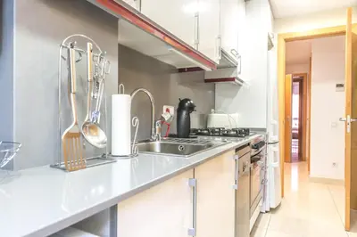 a kitchen with a sink and a counter at Apartamentos Navas 2 in Barcelona