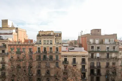 a group of tall buildings in a city at Ático con terraza en el corazón de Barcelona in Barcelona