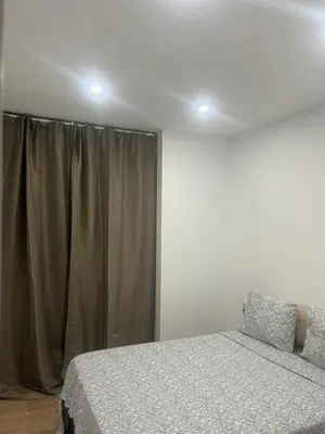 a bedroom with a bed and a curtain at Martiapartamento in Hospitalet de Llobregat
