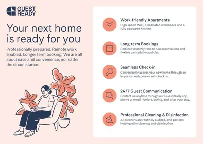 a brochure of a woman sitting in a chair with a plant at GuestReady - Acogedor piso al lado de Pl. Cataluña in Barcelona