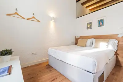 a bedroom with a large white bed in a room at Flateli Borrell in Barcelona
