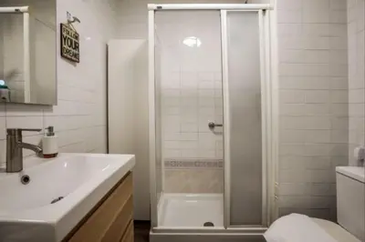 a bathroom with a shower and a sink at Renovated Apartment in Vila de Gràcia in Barcelona