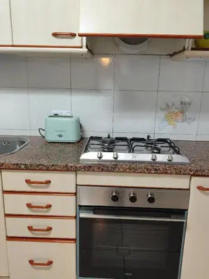 a kitchen with a stove and a sink at Ca La Dulcet in Gélida
