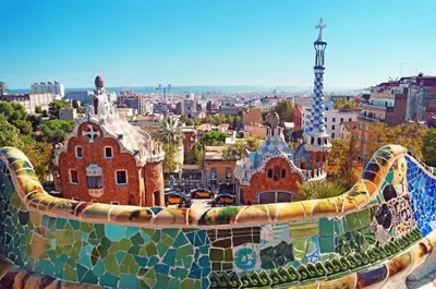 a view of a city from the top of a building at Room not shared center liceu ramblas plaza Cataluña in Barcelona