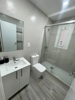 a bathroom with a toilet and a sink and a shower at Habitacion Sagrada Familia in Barcelona